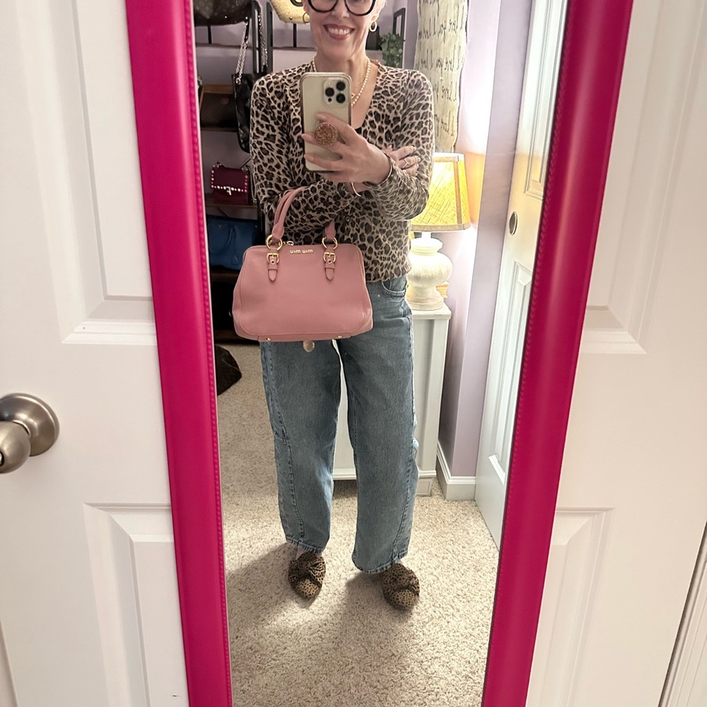 Miu Miu Rose Leather Satchel with Gold Accents - Picture 14 of 15